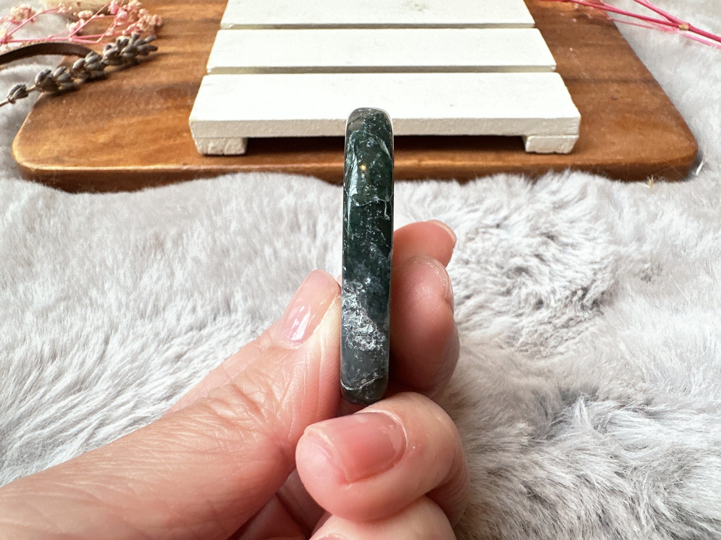 Moss Agate Flat Stone