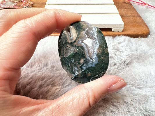 Moss Agate Flat Stone