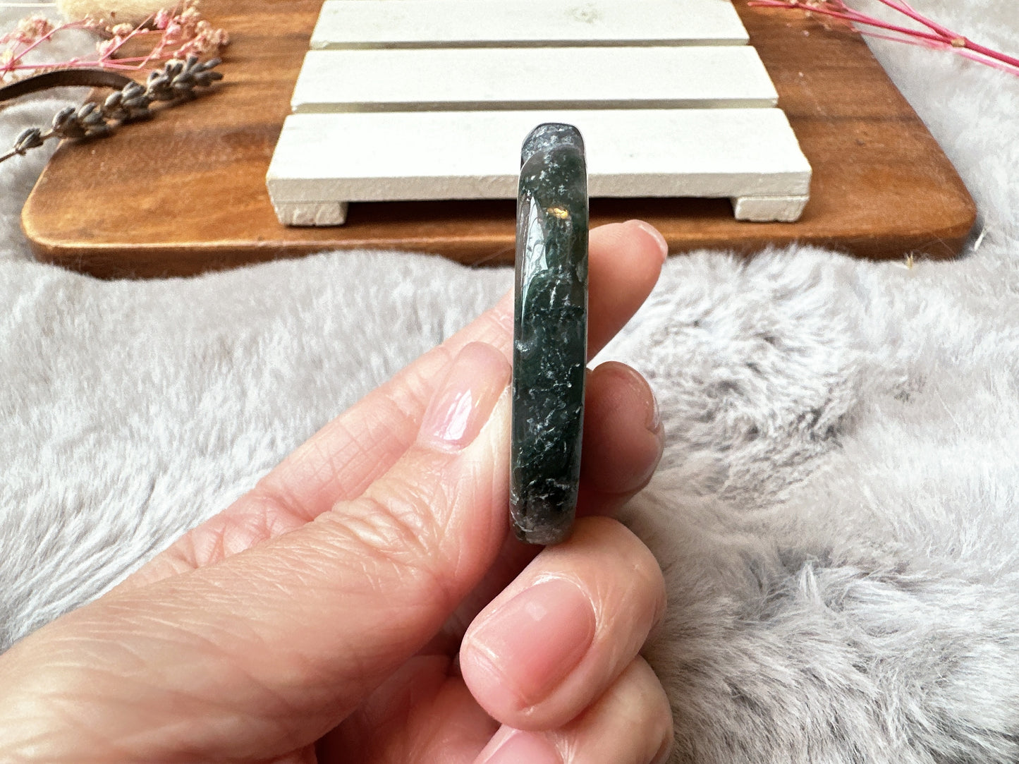 Moss Agate Flat Stone