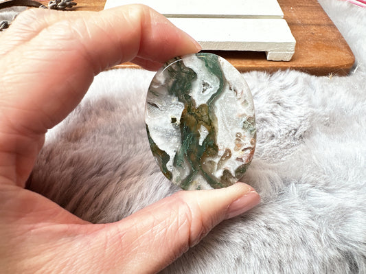 Moss Agate Flat Stone