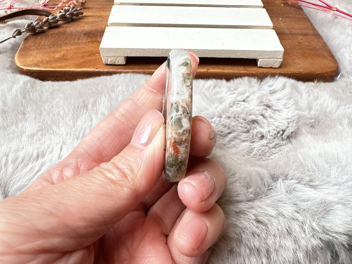 Moss Agate Flat Stone