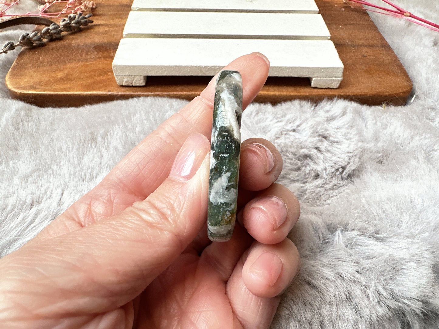 Moss Agate Flat Stone