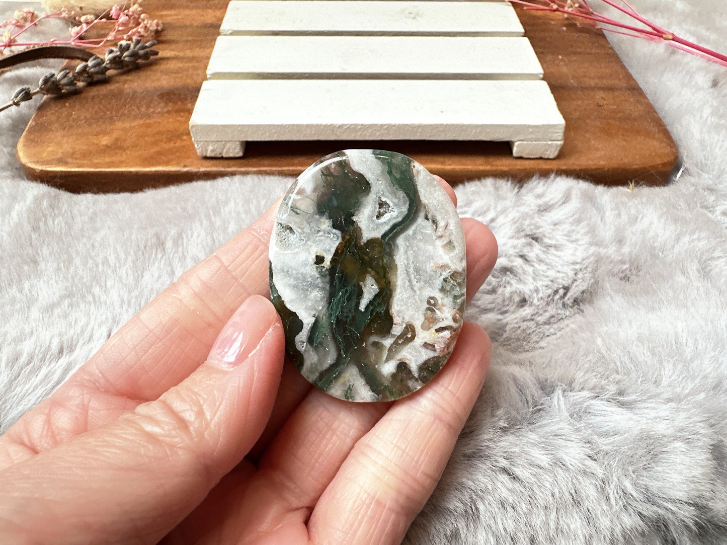Moss Agate Flat Stone