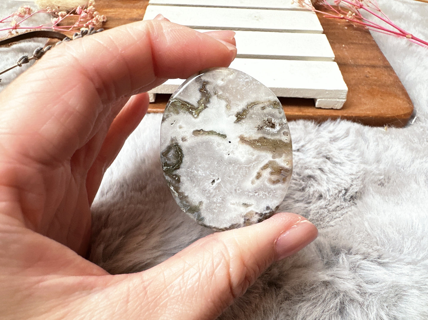 Moss Agate Flat Stone