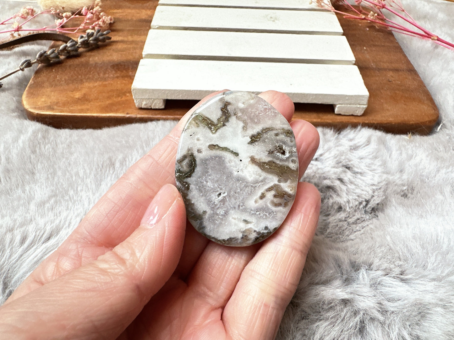 Moss Agate Flat Stone