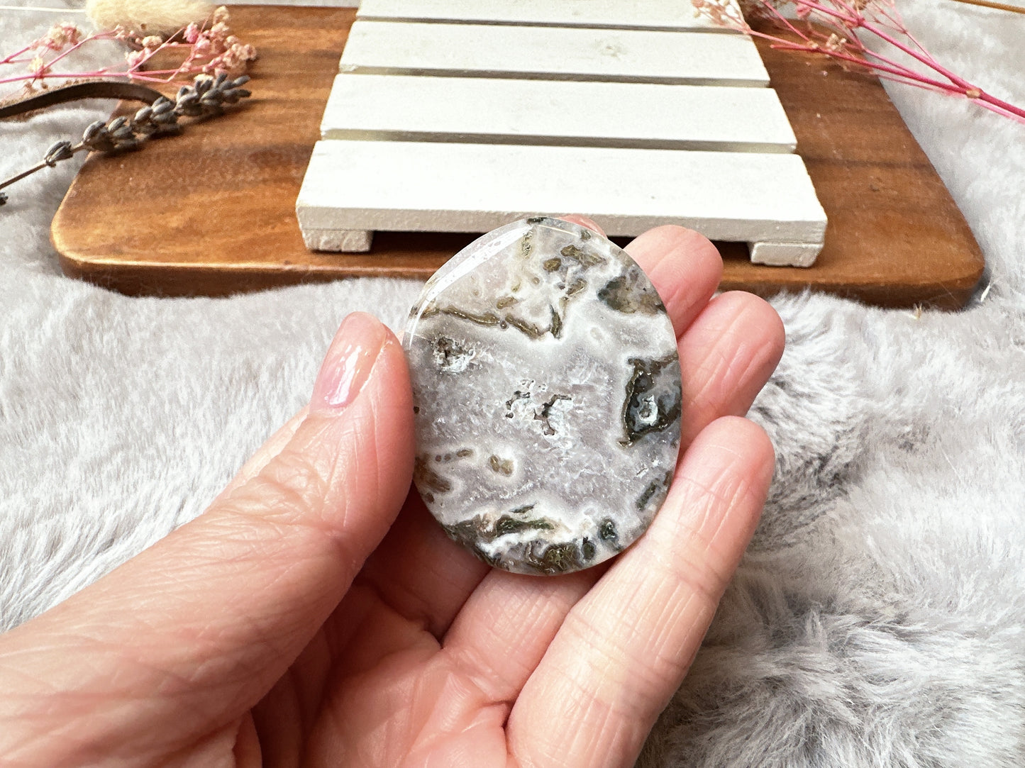 Moss Agate Flat Stone