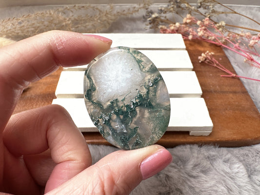 Moss Agate Flat Stone