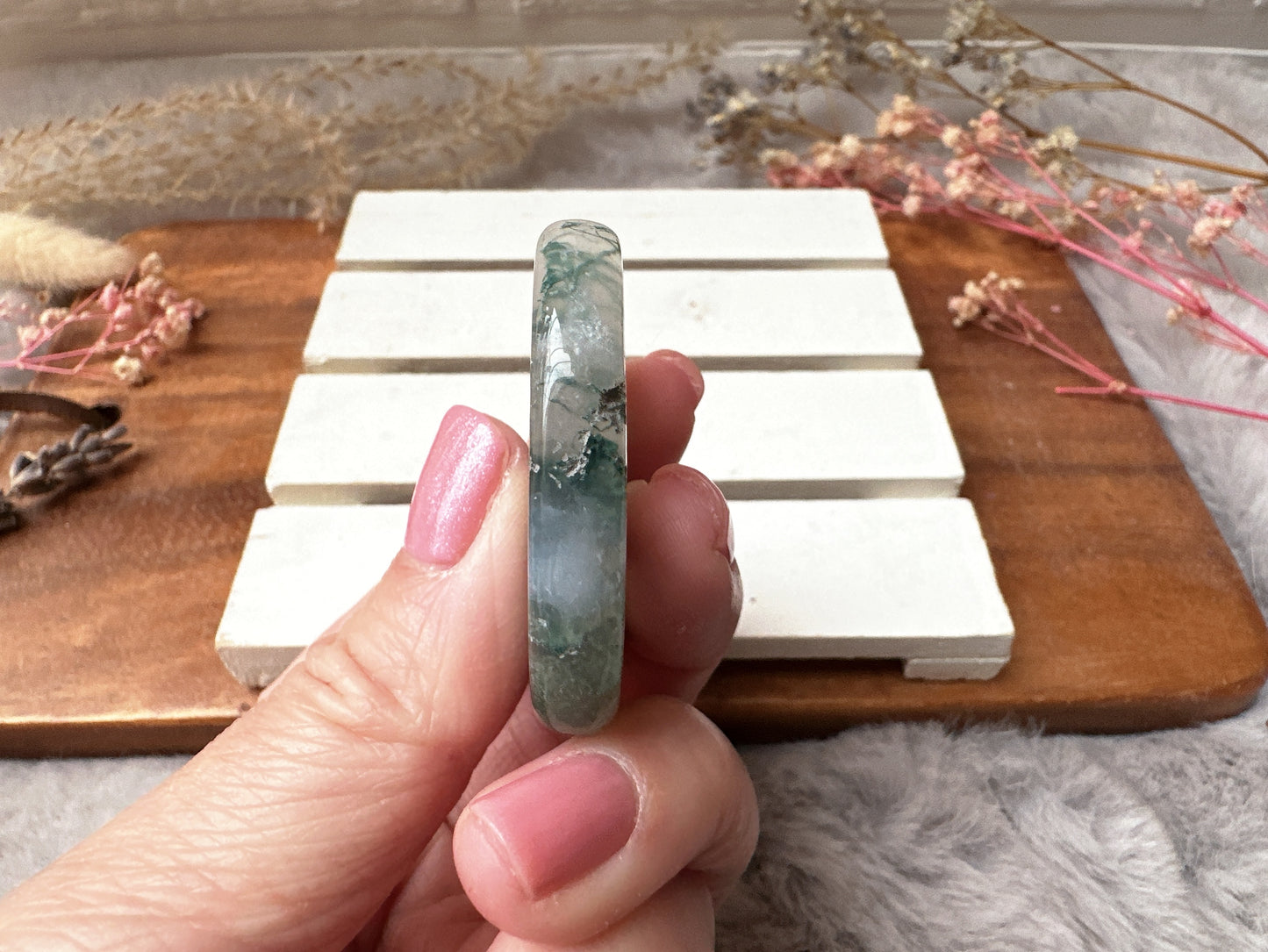 Moss Agate Flat Stone