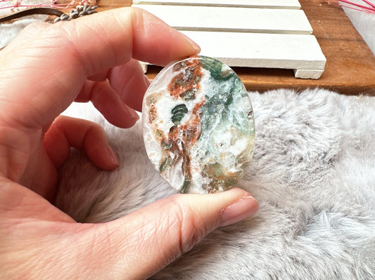 Moss Agate Flat Stone