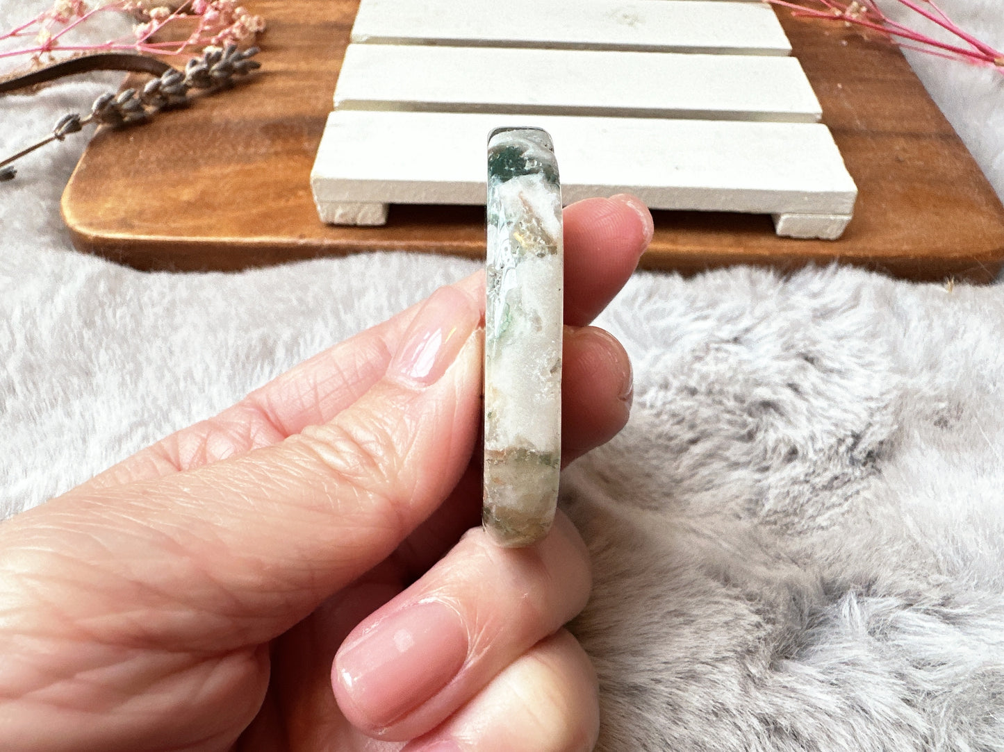 Moss Agate Flat Stone