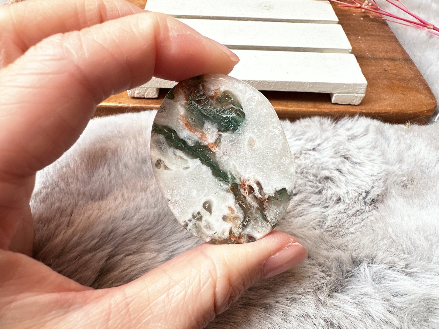 Moss Agate Flat Stone