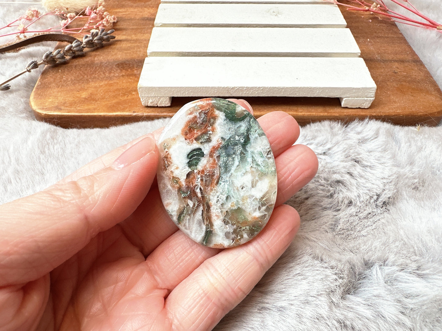 Moss Agate Flat Stone