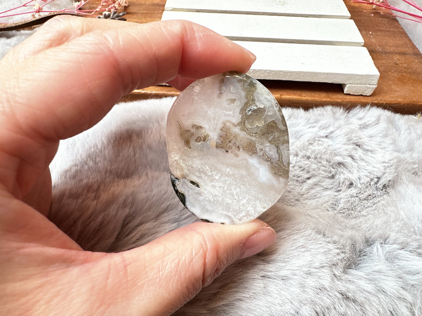 Moss Agate Flat Stone