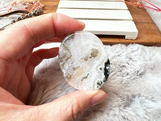 Moss Agate Flat Stone