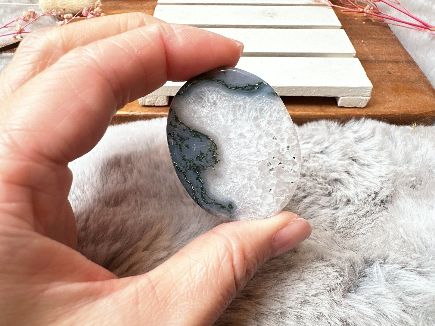 Moss Agate Flat Stone