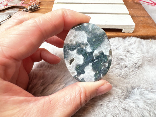 Moss Agate Flat Stone