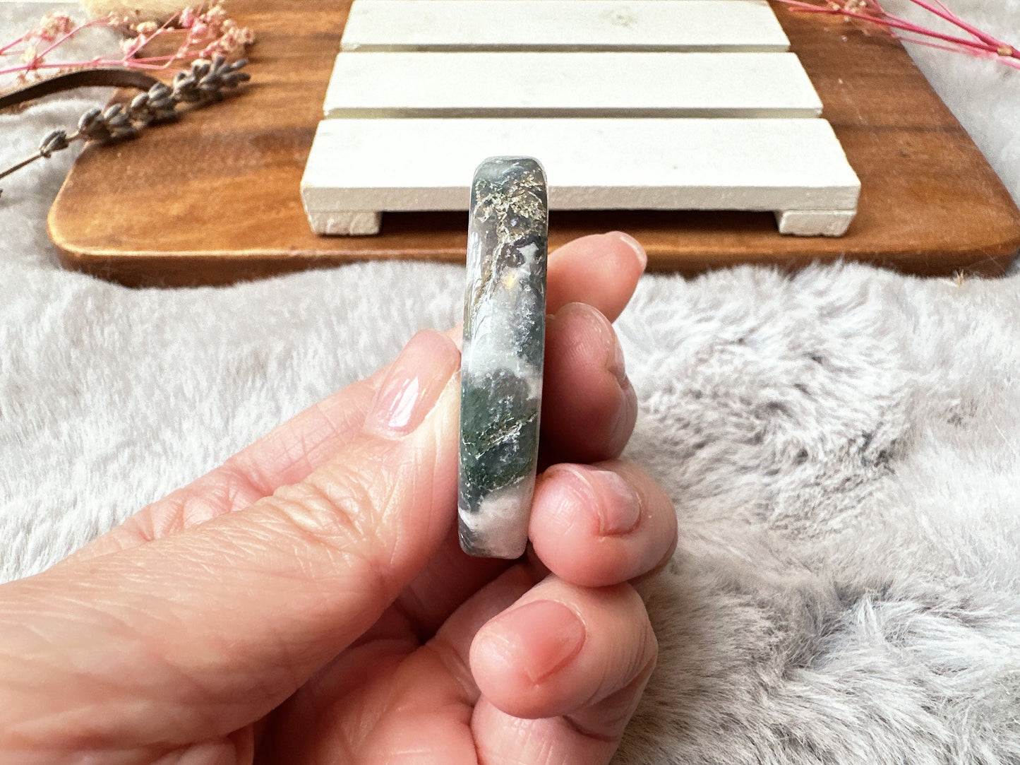 Moss Agate Flat Stone