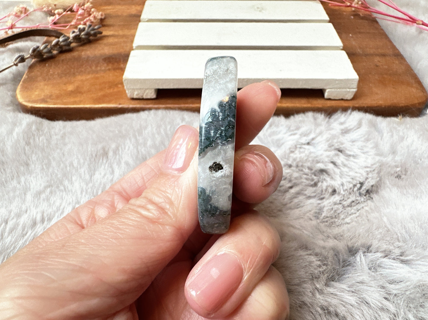 Moss Agate Flat Stone
