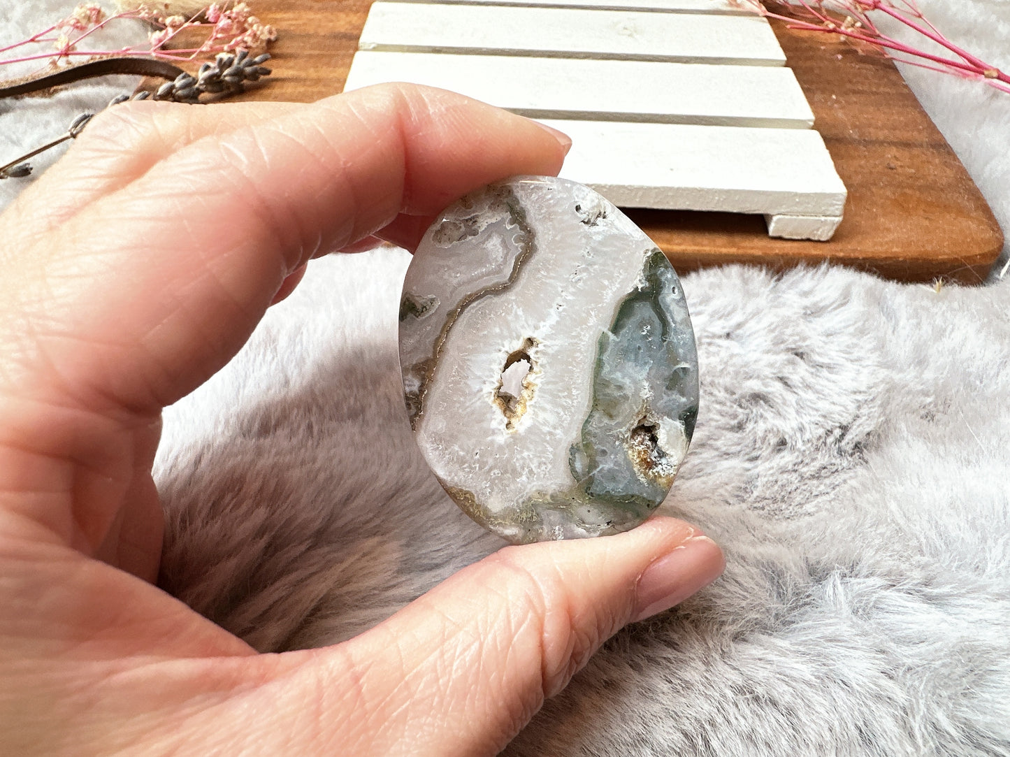 Moss Agate Flat Stone