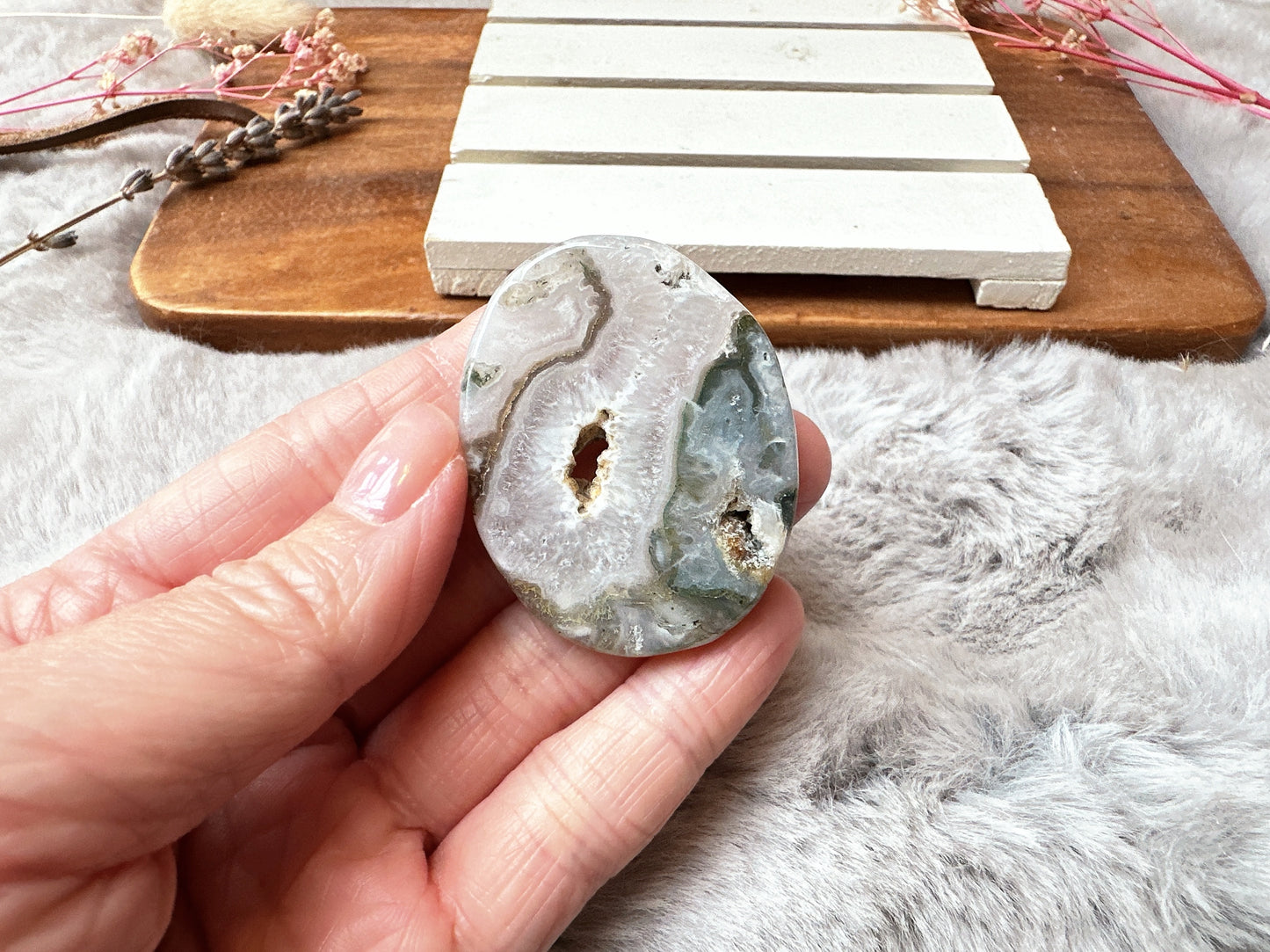 Moss Agate Flat Stone