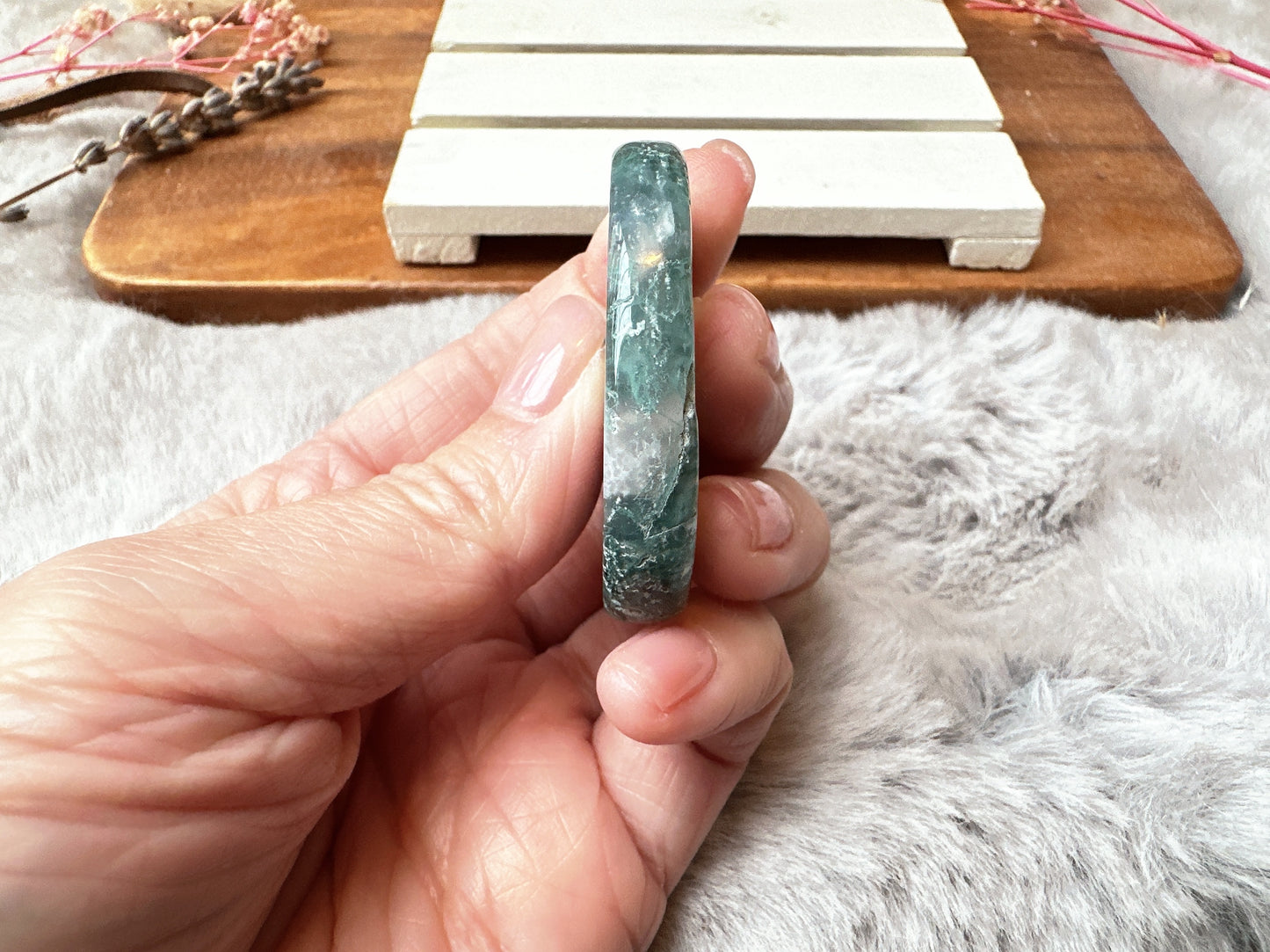 Moss Agate Flat Stone