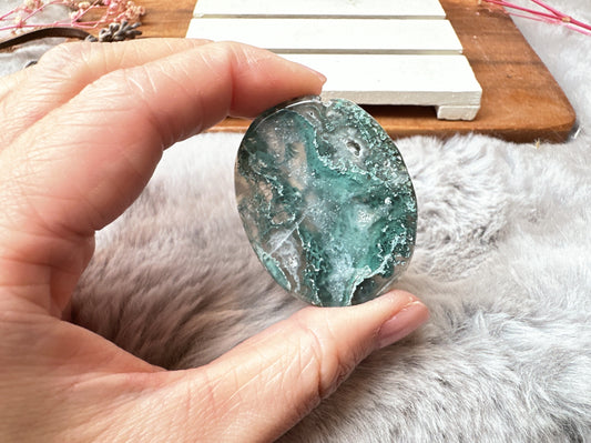 Moss Agate Flat Stone