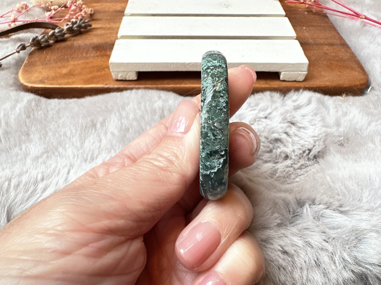 Moss Agate Flat Stone