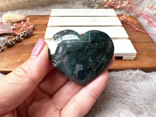 Small Moss Agate Heart