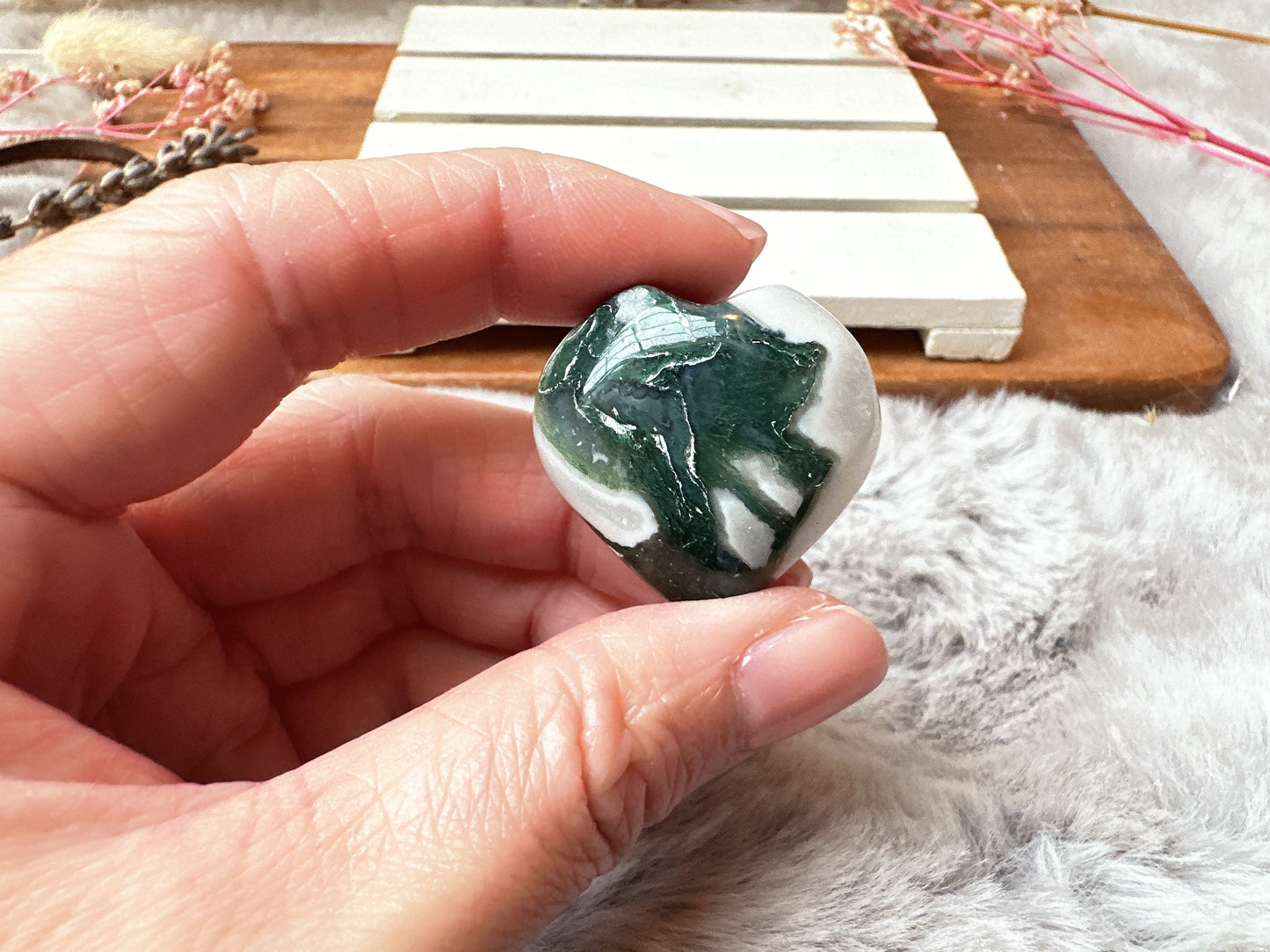 Mini Moss Agate Heart