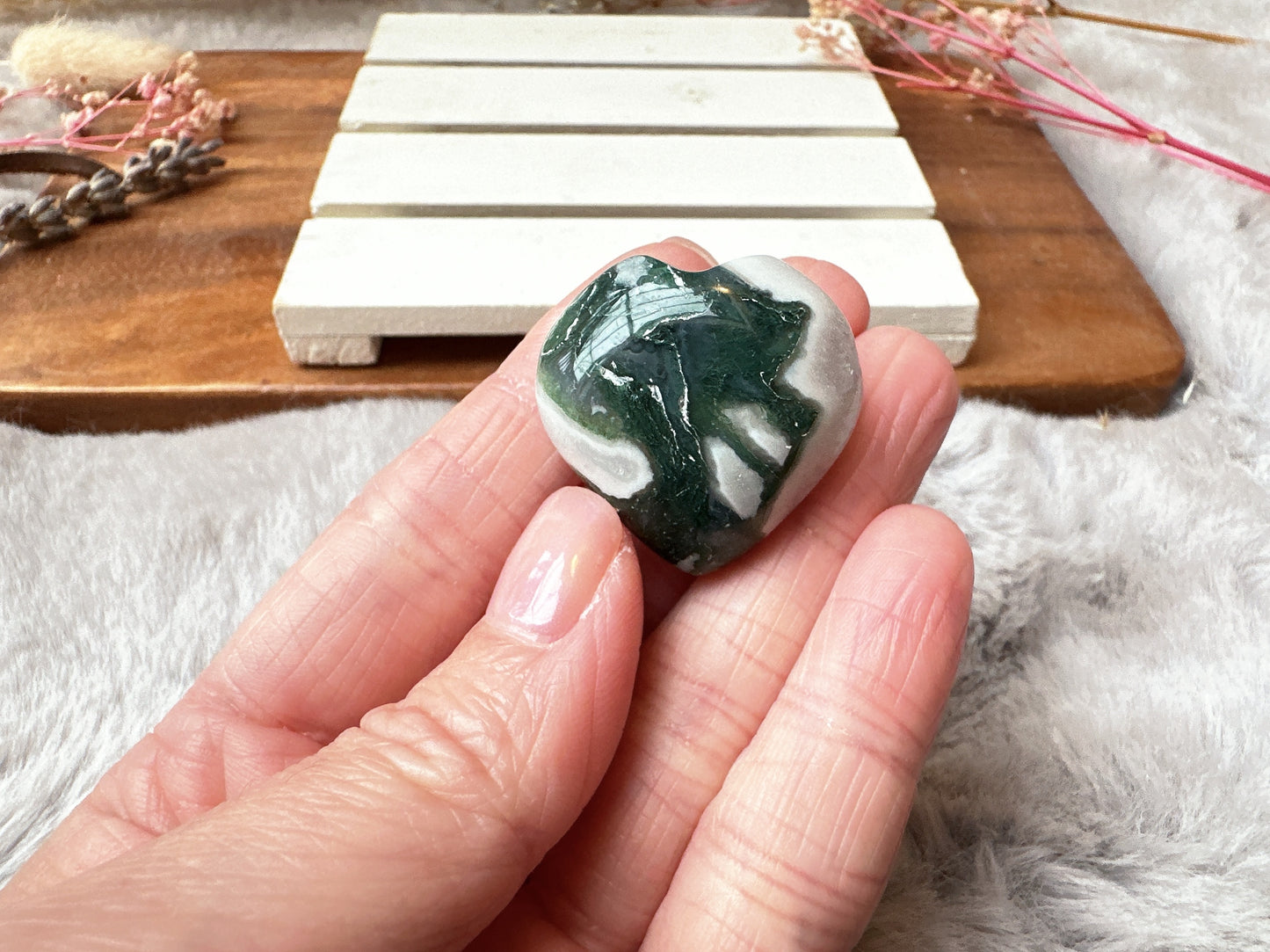 Mini Moss Agate Heart