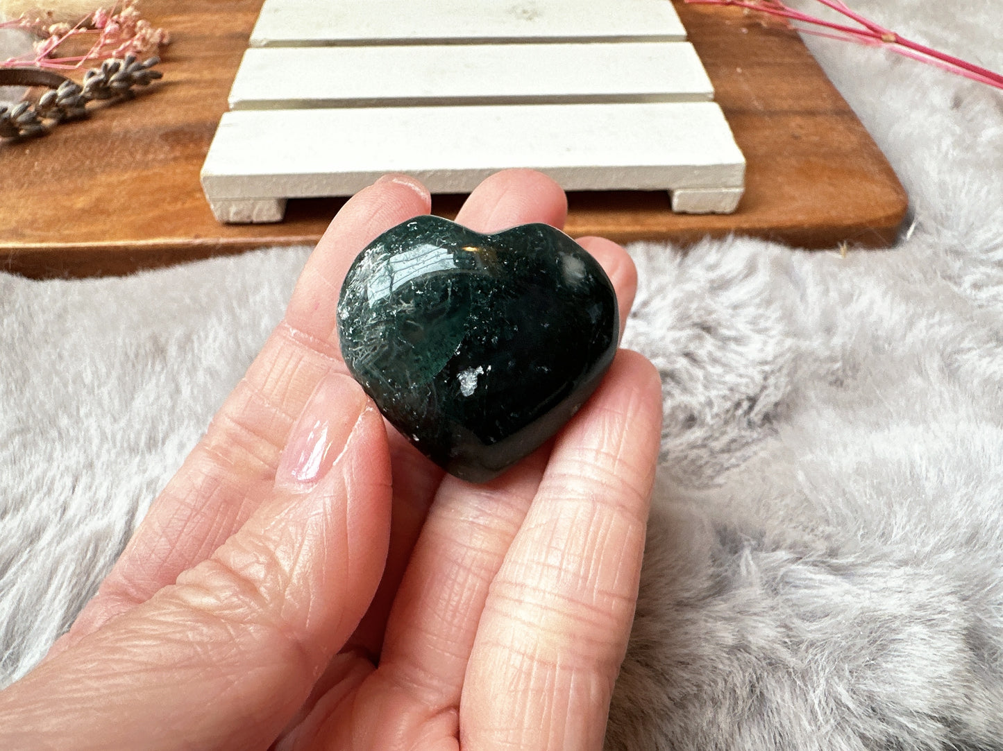 Mini Moss Agate Heart