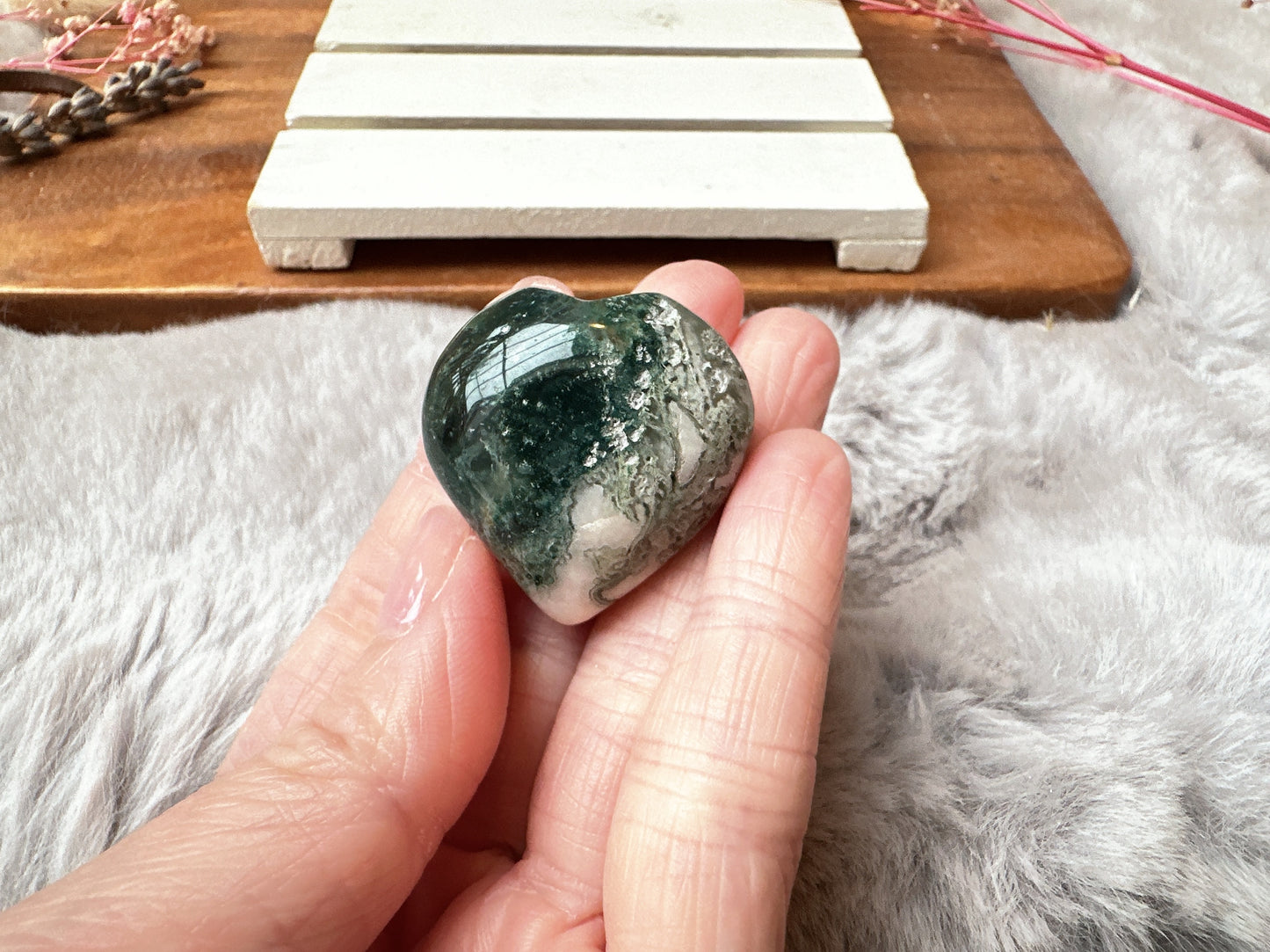 Mini Moss Agate Heart