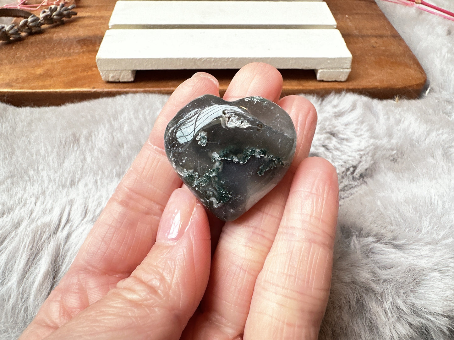 Mini Moss Agate Heart