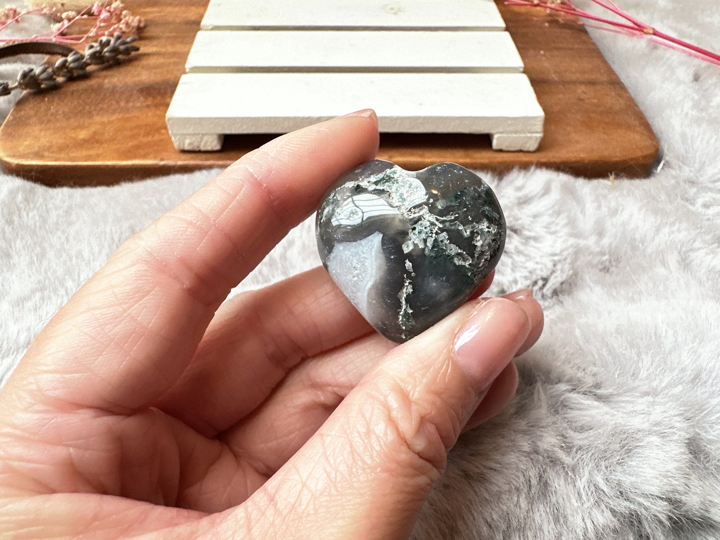 Mini Moss Agate Heart