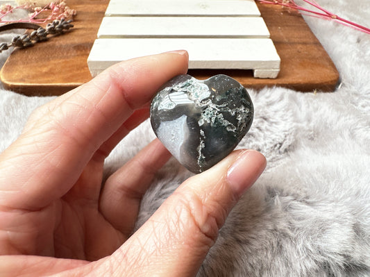 Mini Moss Agate Heart