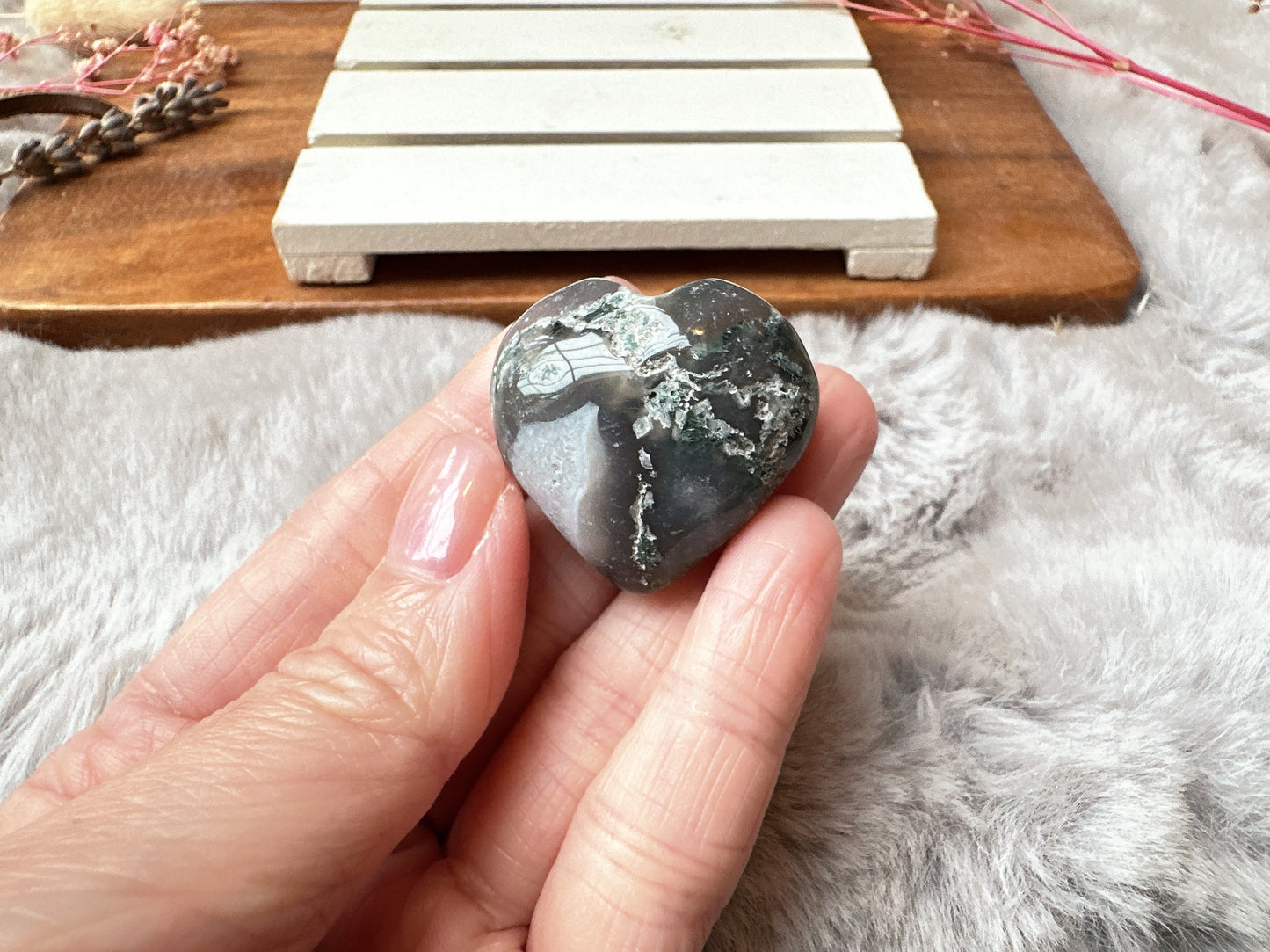 Mini Moss Agate Heart