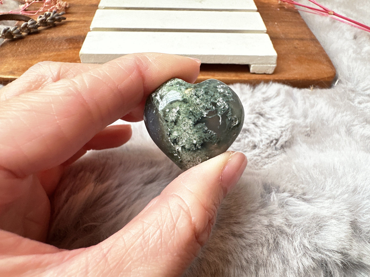 Mini Moss Agate Heart