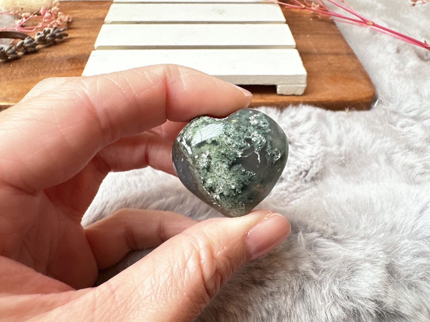 Mini Moss Agate Heart