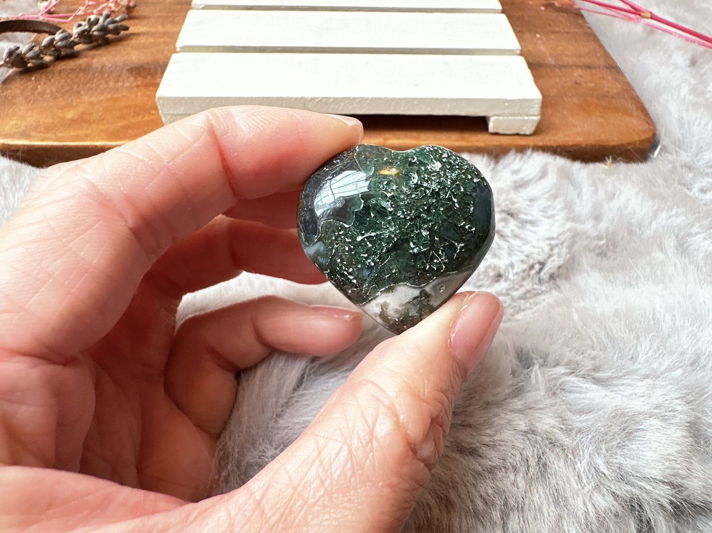Mini Moss Agate Heart
