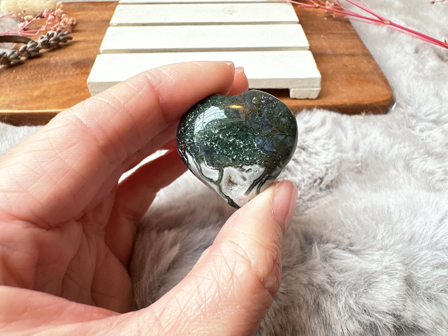 Mini Moss Agate Heart