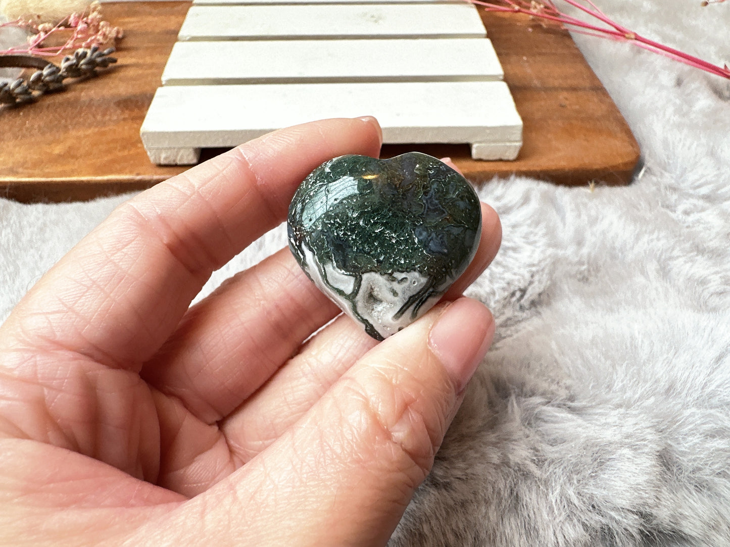 Mini Moss Agate Heart
