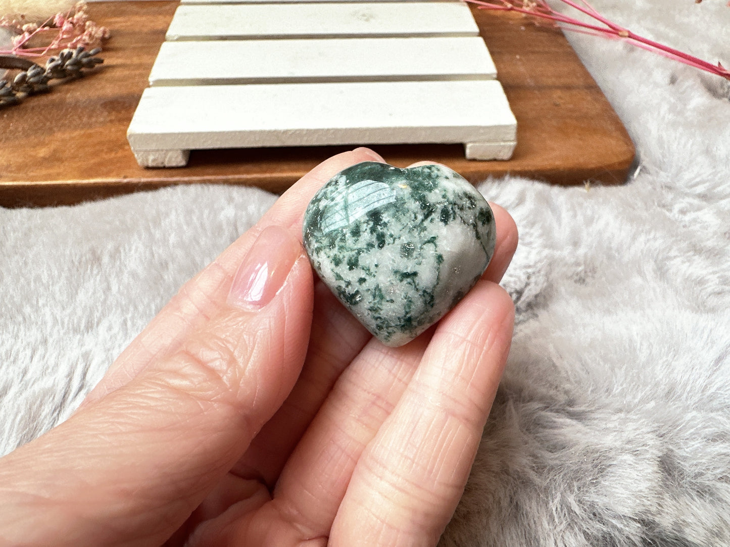 Mini Moss Agate Heart