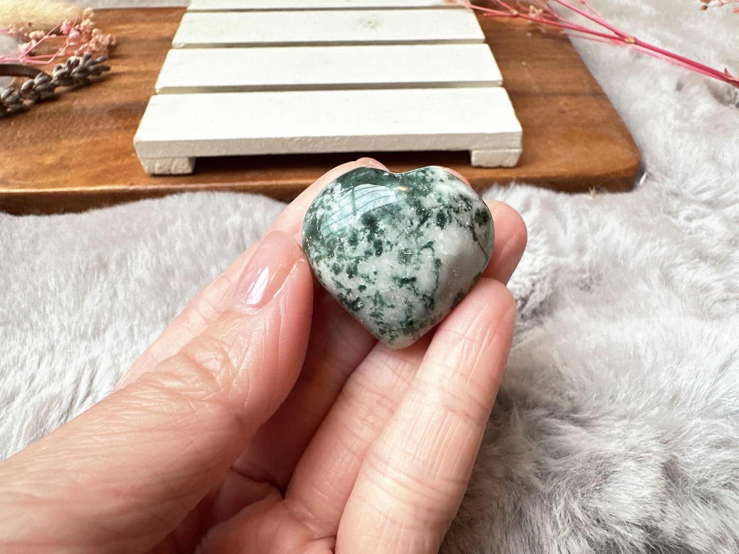 Mini Moss Agate Heart
