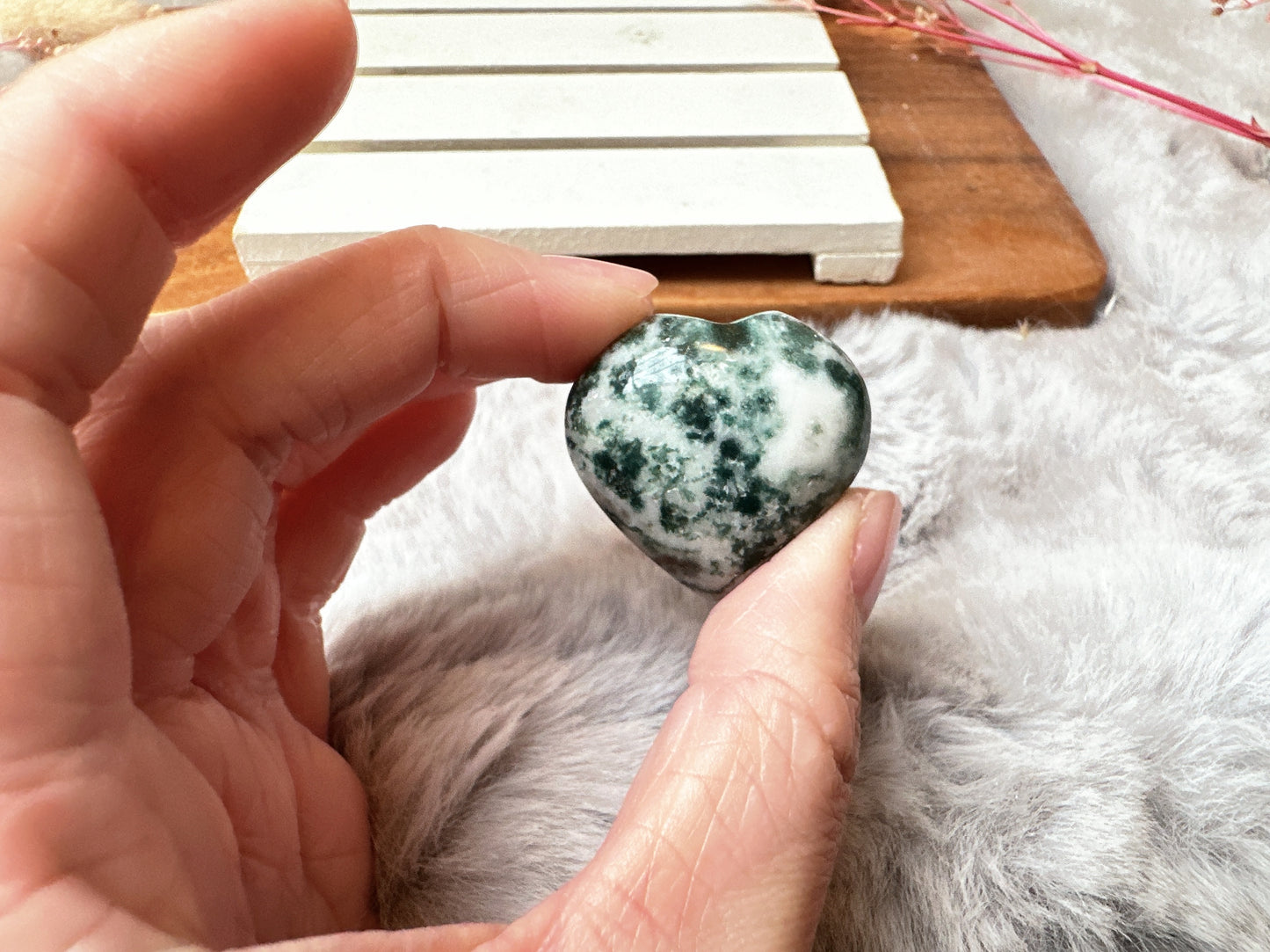 Mini Moss Agate Heart