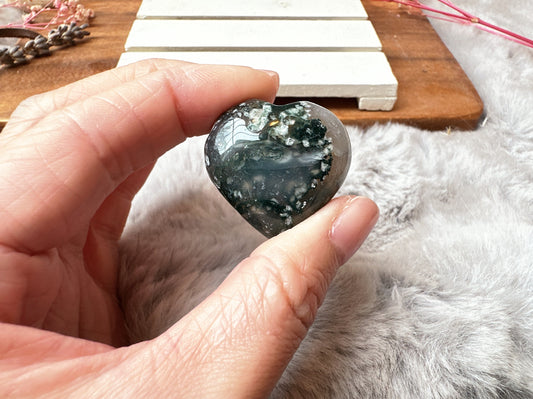 Mini Moss Agate Heart