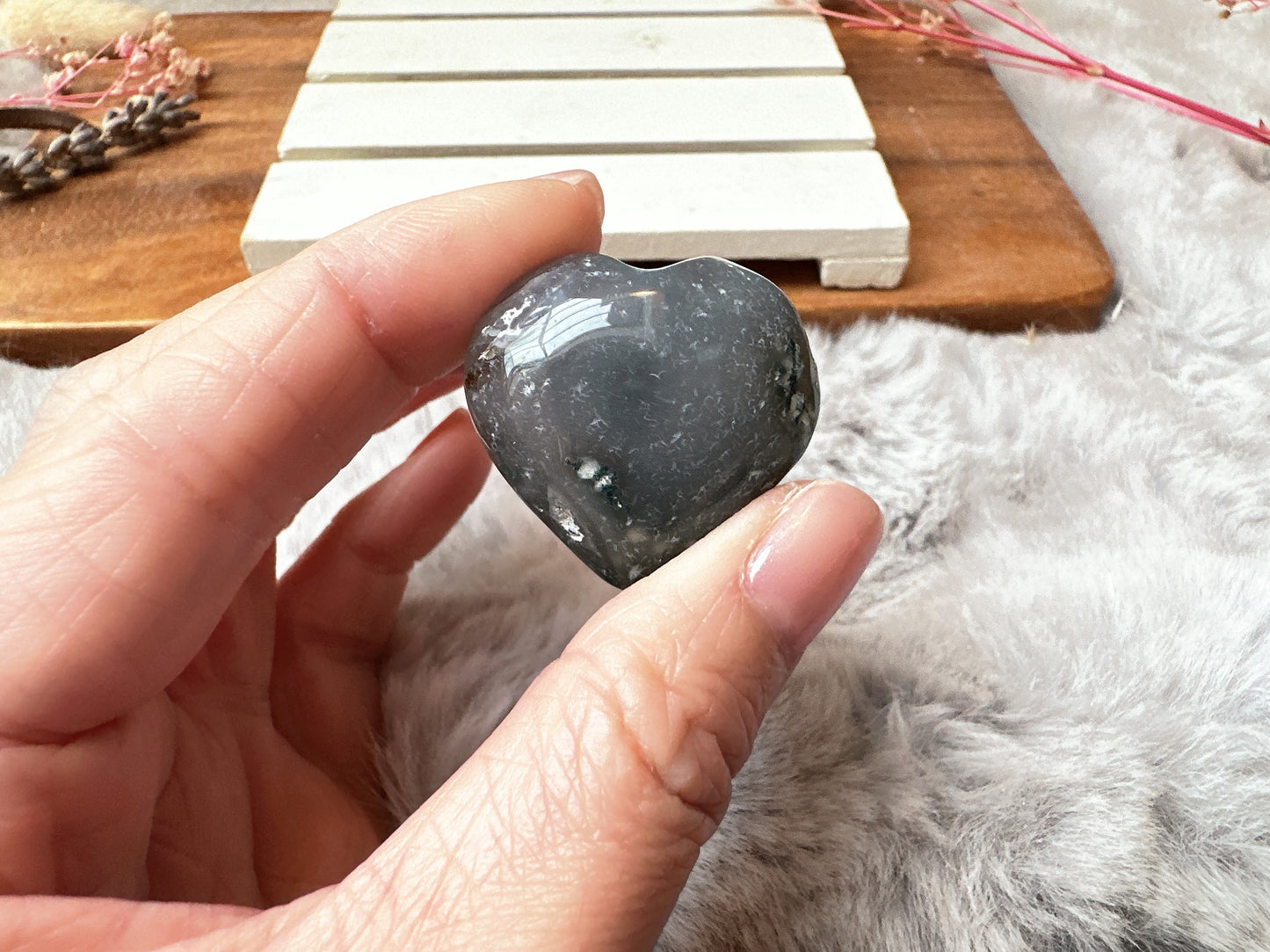 Mini Moss Agate Heart