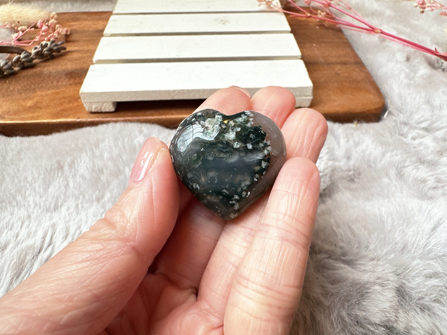 Mini Moss Agate Heart