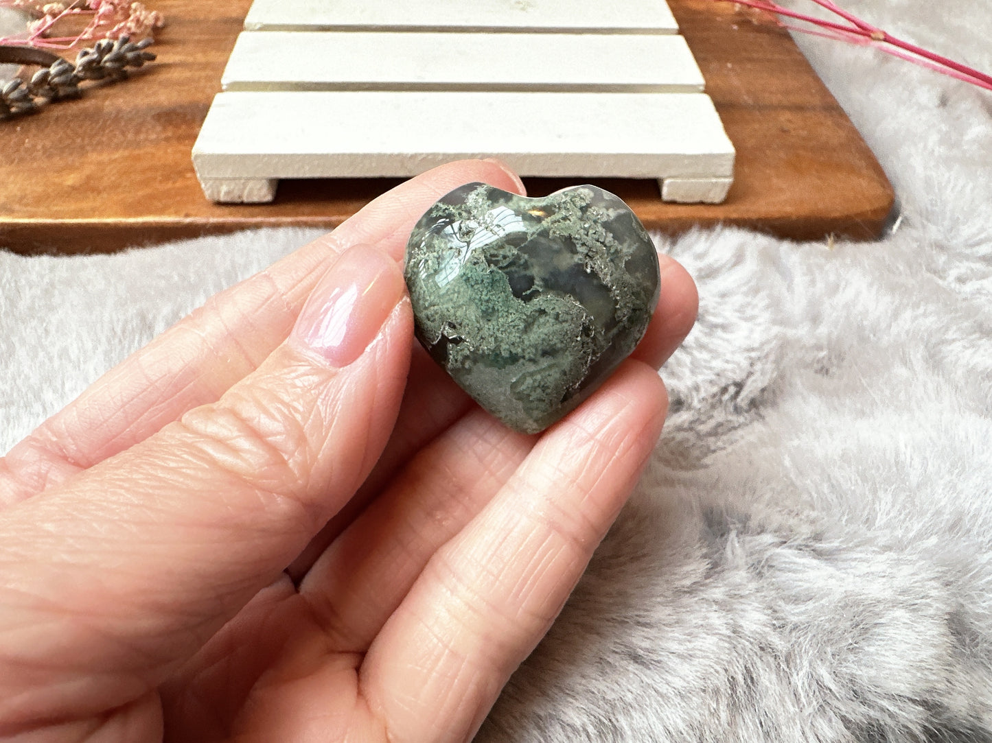 Mini Moss Agate Heart