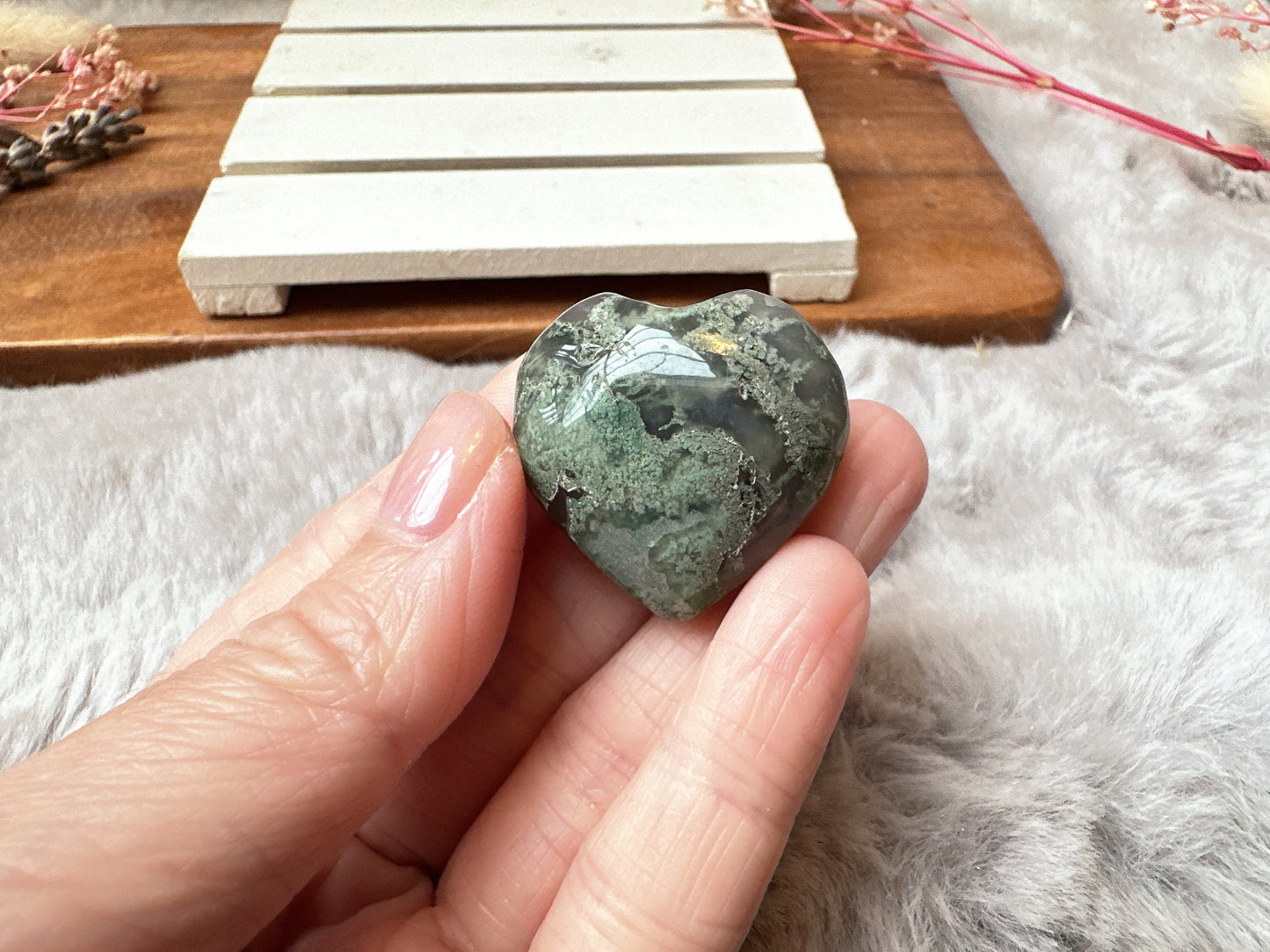Mini Moss Agate Heart