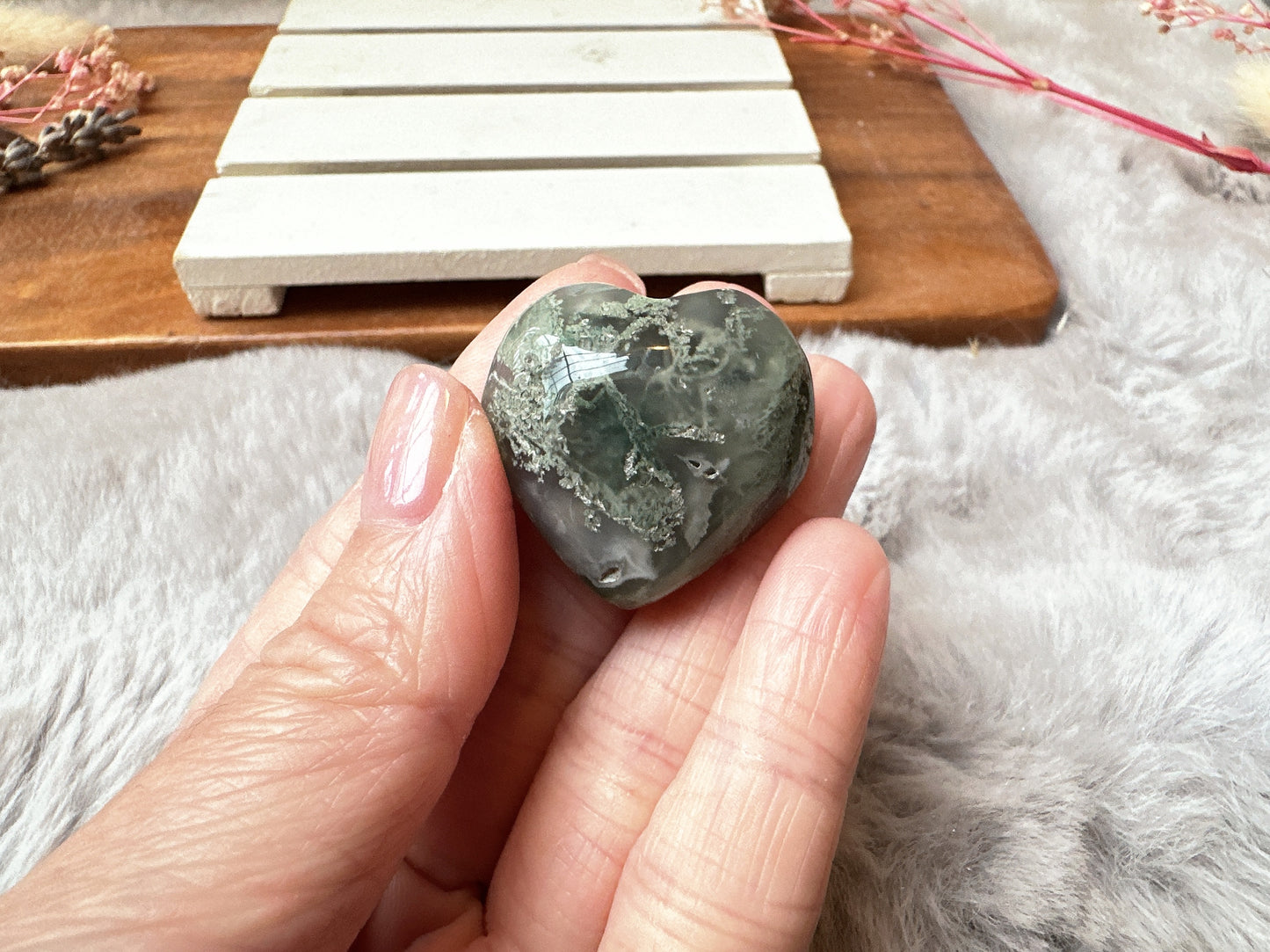 Mini Moss Agate Heart